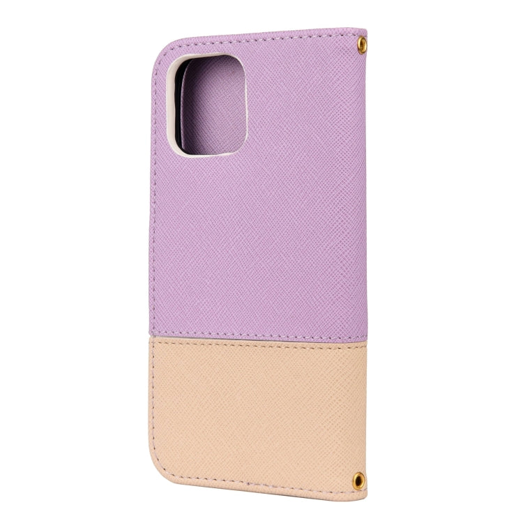For iPhone 12 mini Splicing Color Horizontal Flip Leather Case with Holder & Photo Frame & Card Slots & Wallet