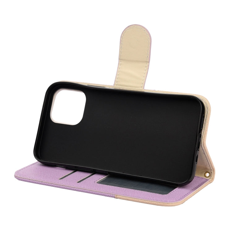 For iPhone 12 mini Splicing Color Horizontal Flip Leather Case with Holder & Photo Frame & Card Slots & Wallet