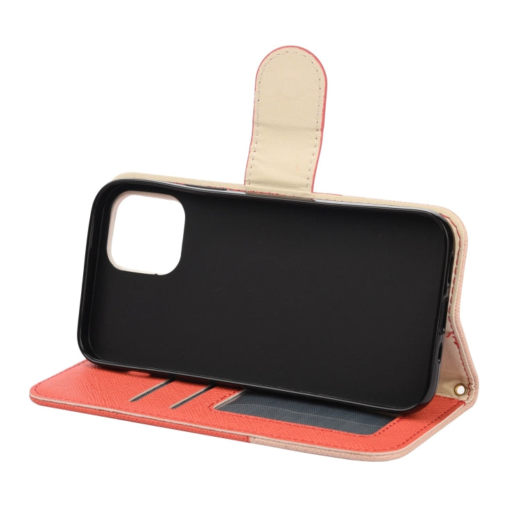 For iPhone 12 Pro Max Splicing Color Horizontal Flip Leather Case with Holder & Photo Frame & Card Slots & Wallet