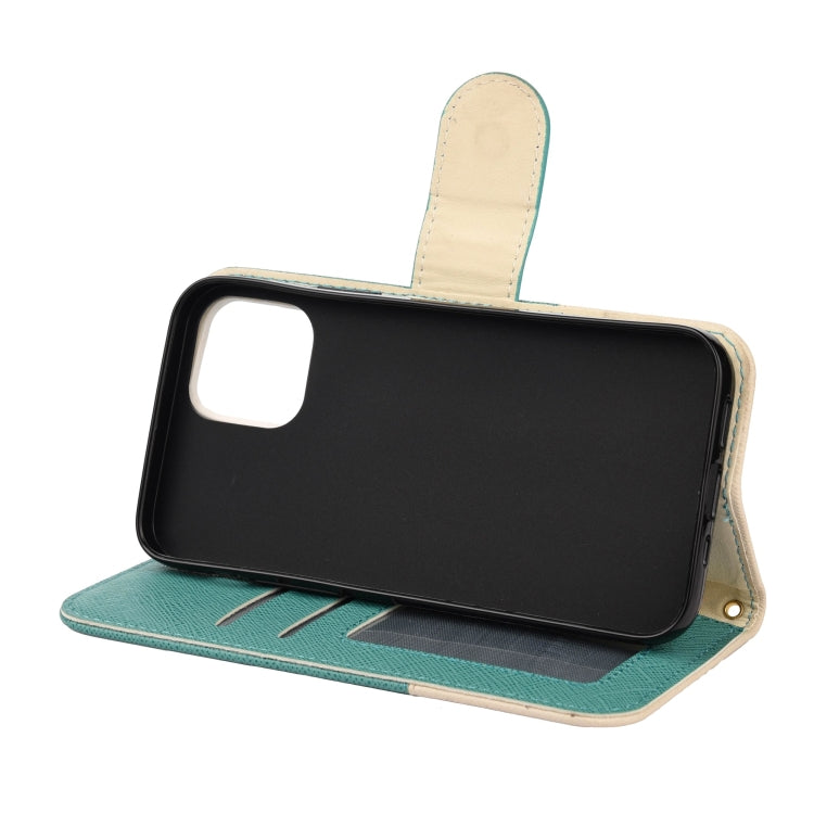 For iPhone 12 Pro Max Splicing Color Horizontal Flip Leather Case with Holder & Photo Frame & Card Slots & Wallet