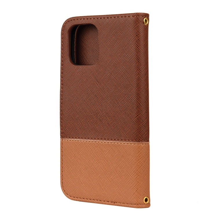For iPhone 12 Pro Max Splicing Color Horizontal Flip Leather Case with Holder & Photo Frame & Card Slots & Wallet
