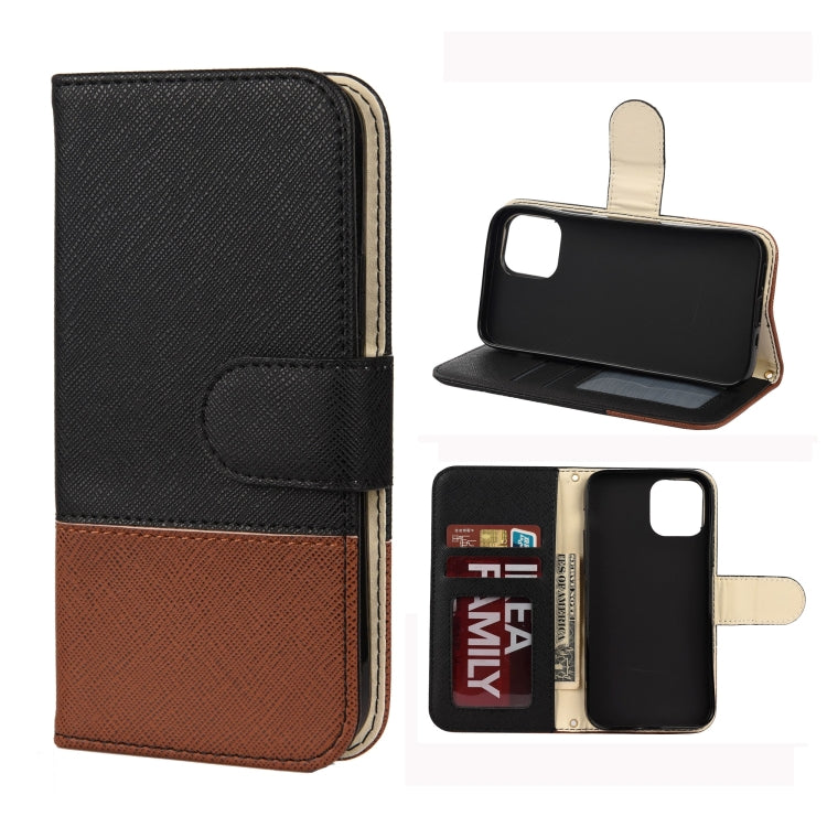 For iPhone 12 Pro Max Splicing Color Horizontal Flip Leather Case with Holder & Photo Frame & Card Slots & Wallet