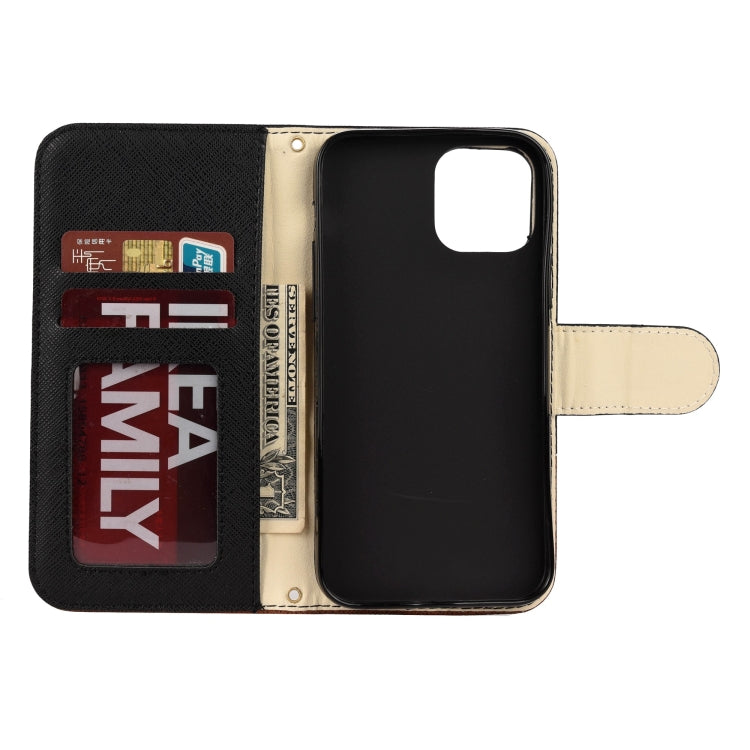 For iPhone 12 Pro Max Splicing Color Horizontal Flip Leather Case with Holder & Photo Frame & Card Slots & Wallet