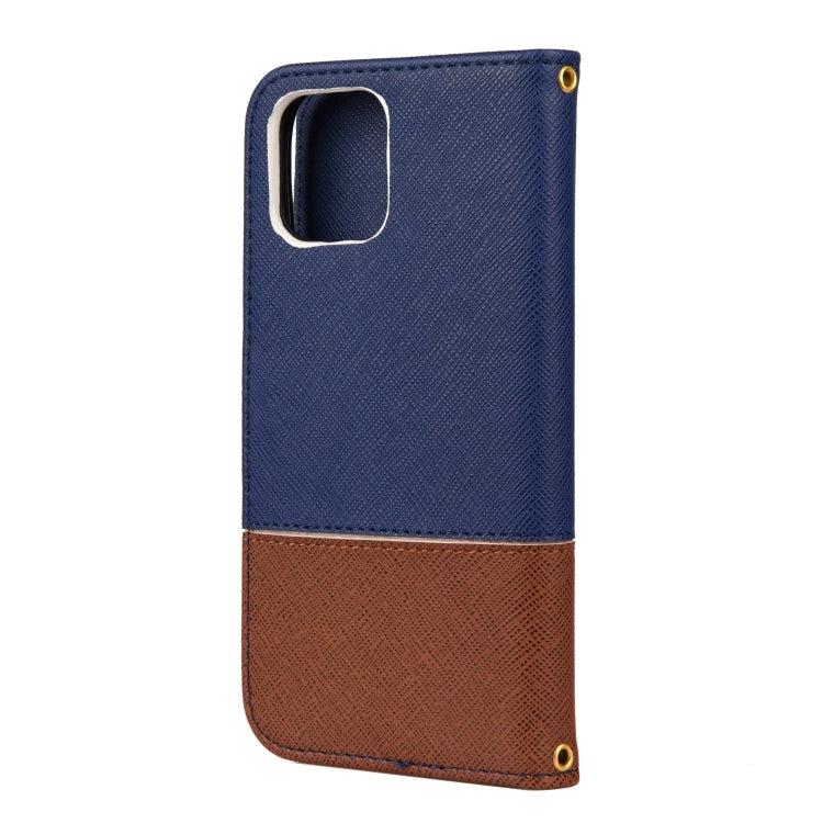 For iPhone 12 Pro Max Splicing Color Horizontal Flip Leather Case with Holder & Photo Frame & Card Slots & Wallet