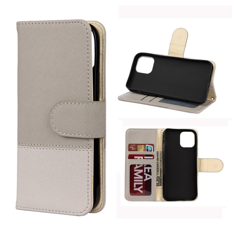 For iPhone 12 Pro Max Splicing Color Horizontal Flip Leather Case with Holder & Photo Frame & Card Slots & Wallet