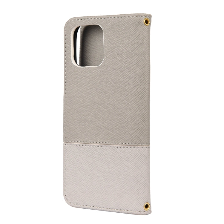 For iPhone 12 Pro Max Splicing Color Horizontal Flip Leather Case with Holder & Photo Frame & Card Slots & Wallet