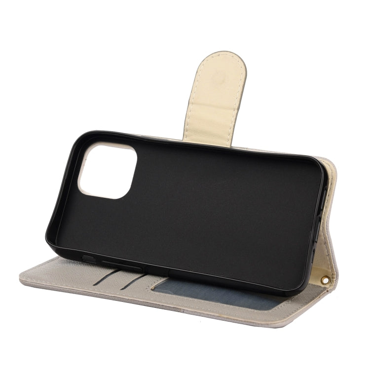For iPhone 12 Pro Max Splicing Color Horizontal Flip Leather Case with Holder & Photo Frame & Card Slots & Wallet