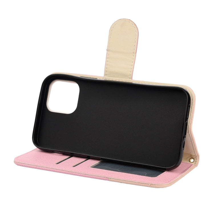 For iPhone 12 Pro Max Splicing Color Horizontal Flip Leather Case with Holder & Photo Frame & Card Slots & Wallet
