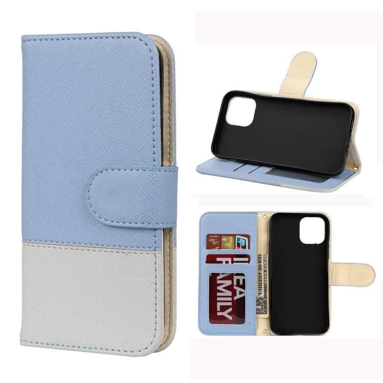For iPhone 12 Pro Max Splicing Color Horizontal Flip Leather Case with Holder & Photo Frame & Card Slots & Wallet