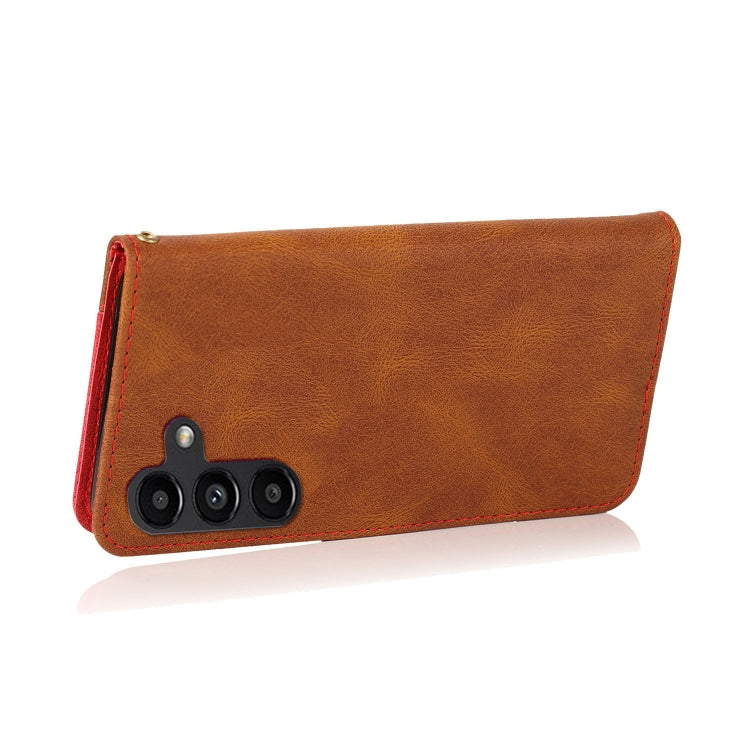 For Samsung Galaxy S24 FE 5G Dual-color Stitching Leather Phone Case