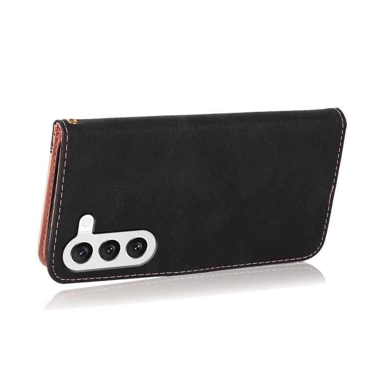 For Samsung Galaxy S25 5G Dual-color Stitching Leather Phone Case