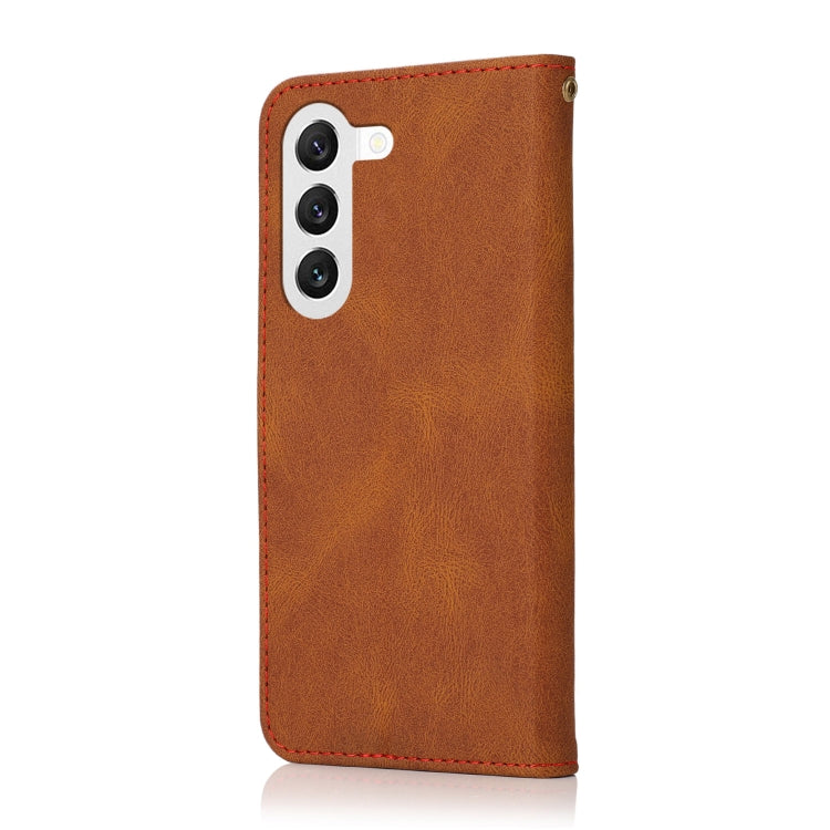 For Samsung Galaxy S25 5G Dual-color Stitching Leather Phone Case