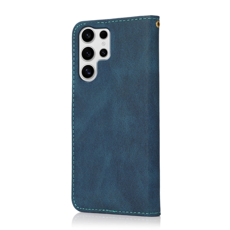 For Samsung Galaxy S25 Ultra 5G Dual-color Stitching Leather Phone Case