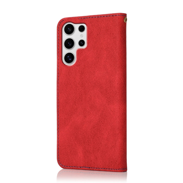 For Samsung Galaxy S25 Ultra 5G Dual-color Stitching Leather Phone Case
