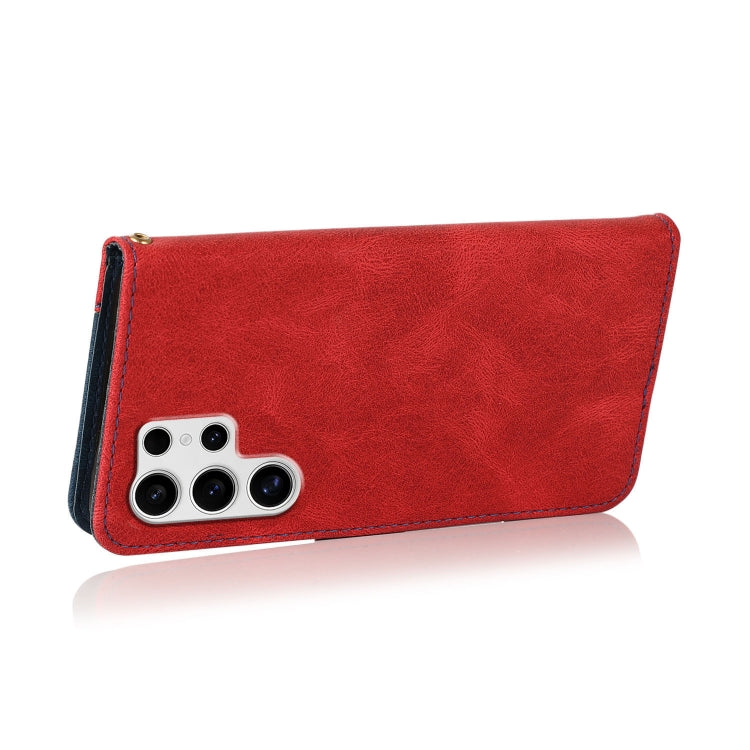 For Samsung Galaxy S25 Ultra 5G Dual-color Stitching Leather Phone Case