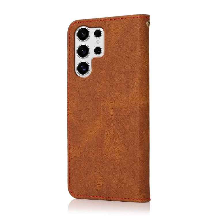 For Samsung Galaxy S25 Ultra 5G Dual-color Stitching Leather Phone Case