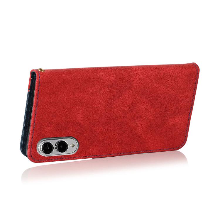 For Samsung Galaxy S25 Edge 5G Dual-color Stitching Leather Phone Case