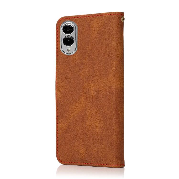 For Samsung Galaxy S25 Edge 5G Dual-color Stitching Leather Phone Case