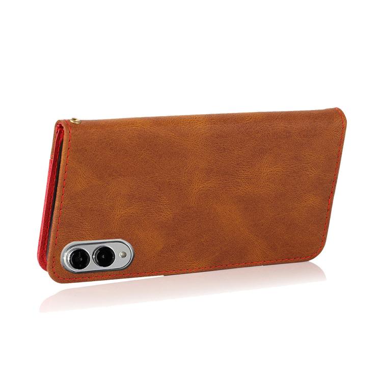 For Samsung Galaxy S25 Edge 5G Dual-color Stitching Leather Phone Case