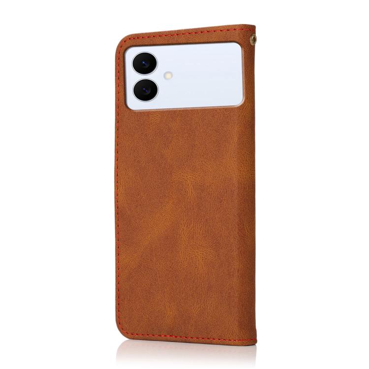 For Samsung Galaxy S26 Edge 5G Dual-color Stitching Leather Phone Case