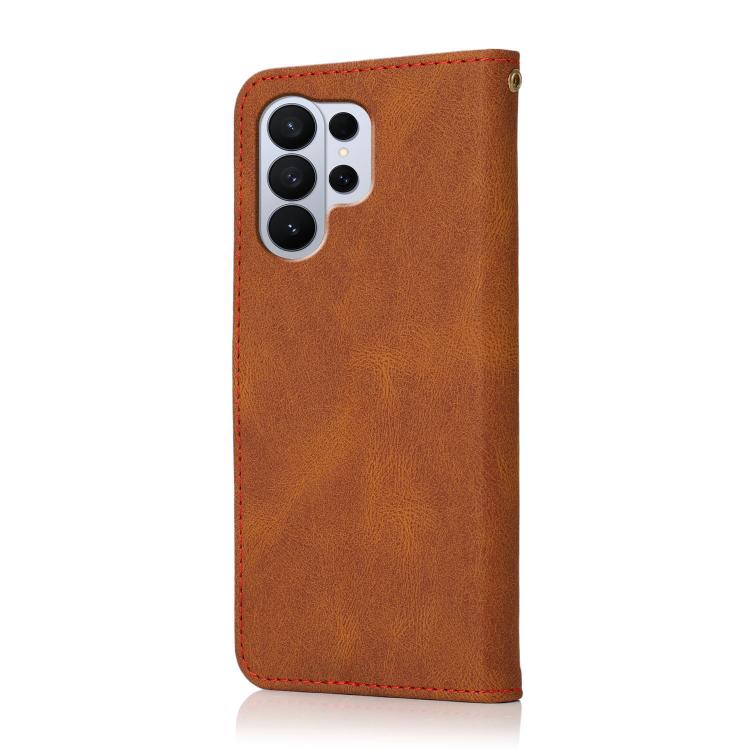 For Samsung Galaxy S26 Ultra 5G Dual-color Stitching Leather Phone Case