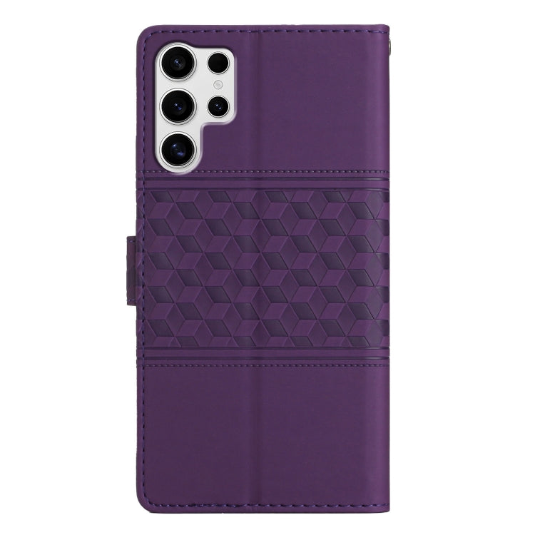 For Samsung Galaxy S25 Ultra 5G Diamond Embossed Skin Feel Leather Phone Case