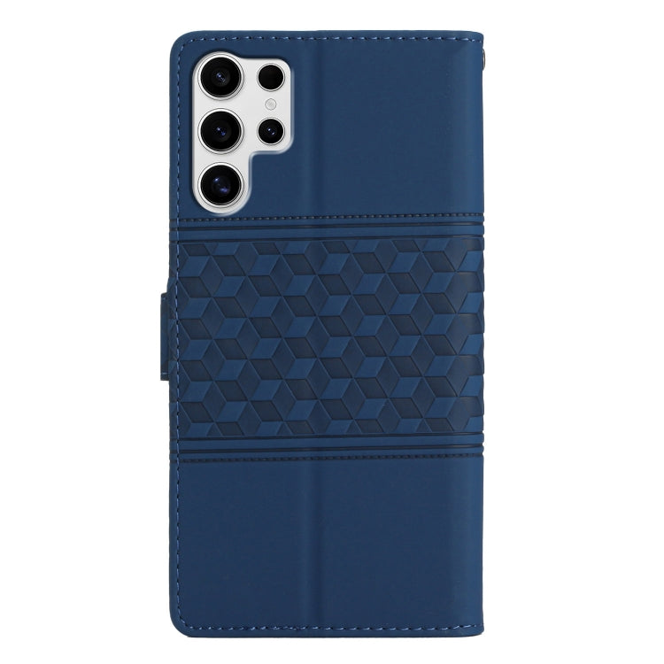 For Samsung Galaxy S25 Ultra 5G Diamond Embossed Skin Feel Leather Phone Case