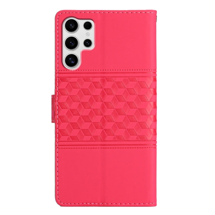 For Samsung Galaxy S25 Ultra 5G Diamond Embossed Skin Feel Leather Phone Case