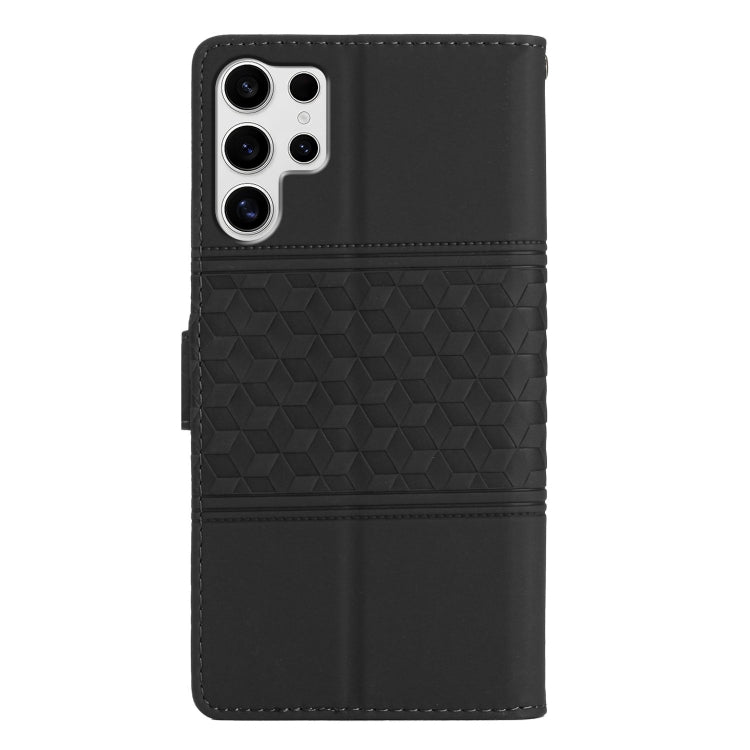 For Samsung Galaxy S25 Ultra 5G Diamond Embossed Skin Feel Leather Phone Case