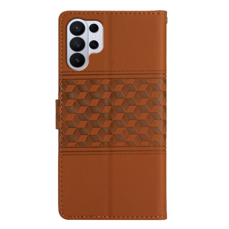 For Samsung Galaxy S26 Ultra 5G Diamond Embossed Skin Feel Leather Phone Case
