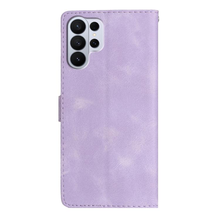 For Samsung Galaxy S26 Ultra 5G Flower Butterfly Embossing Pattern Leather Phone Case