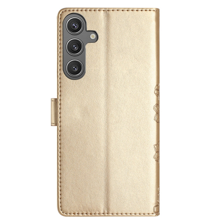 For Samsung Galaxy S24 FE 5G Cherry Blossom Butterfly Skin Feel Embossed PU Phone Case