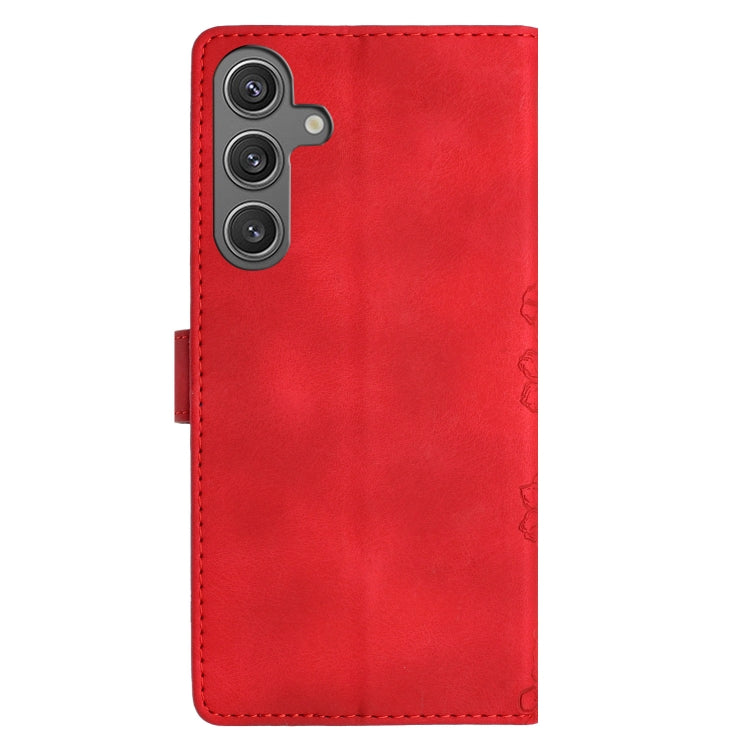 For Samsung Galaxy S25 5G Cherry Blossom Butterfly Skin Feel Embossed PU Phone Case