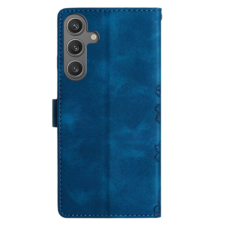 For Samsung Galaxy S25 5G Cherry Blossom Butterfly Skin Feel Embossed PU Phone Case