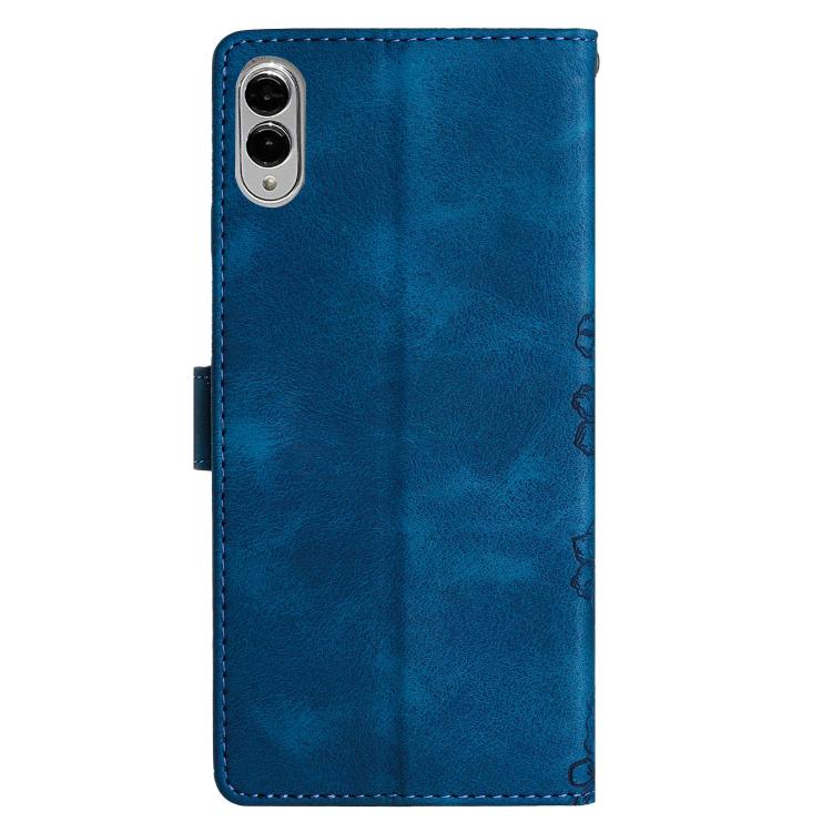 For Samsung Galaxy S25 Edge 5G Cherry Blossom Butterfly Skin Feel Embossed PU Phone Case