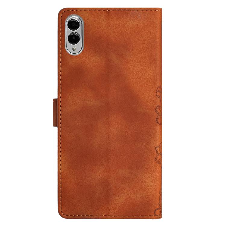 For Samsung Galaxy S25 Edge 5G Cherry Blossom Butterfly Skin Feel Embossed PU Phone Case