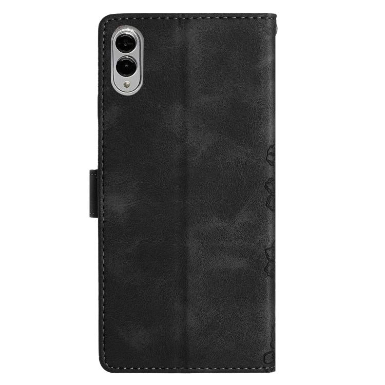 For Samsung Galaxy S25 Edge 5G Cherry Blossom Butterfly Skin Feel Embossed PU Phone Case