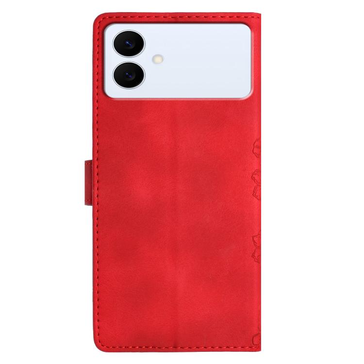 For Samsung Galaxy S26 Edge 5G Cherry Blossom Butterfly Skin Feel Embossed PU Phone Case