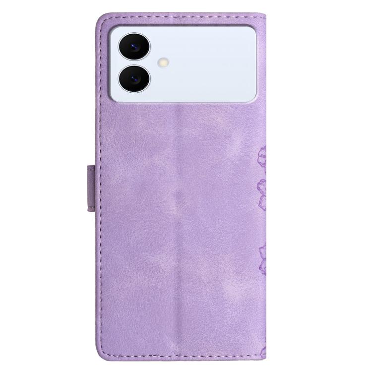 For Samsung Galaxy S26 Edge 5G Cherry Blossom Butterfly Skin Feel Embossed PU Phone Case