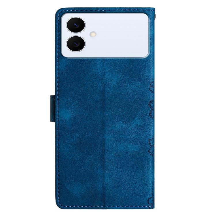For Samsung Galaxy S26 Edge 5G Cherry Blossom Butterfly Skin Feel Embossed PU Phone Case