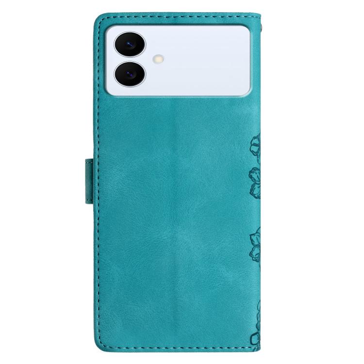 For Samsung Galaxy S26 Edge 5G Cherry Blossom Butterfly Skin Feel Embossed PU Phone Case