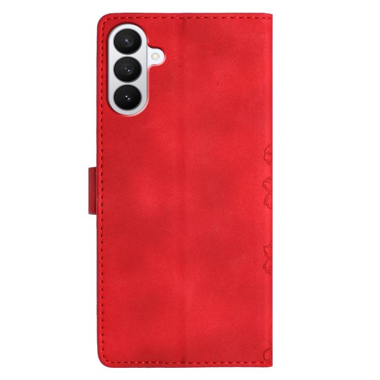 For Samsung Galaxy S26 5G Cherry Blossom Butterfly Skin Feel Embossed PU Phone Case
