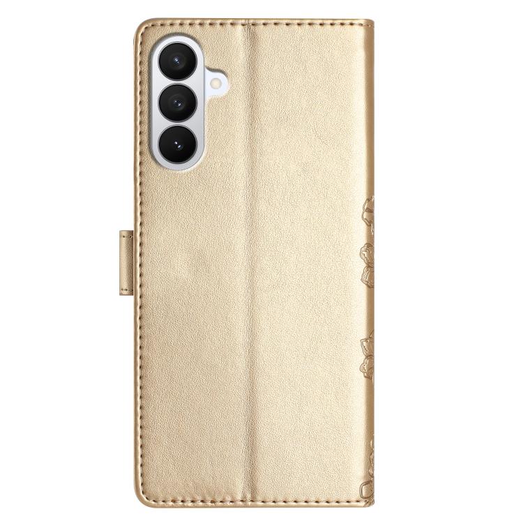 For Samsung Galaxy S26 5G Cherry Blossom Butterfly Skin Feel Embossed PU Phone Case
