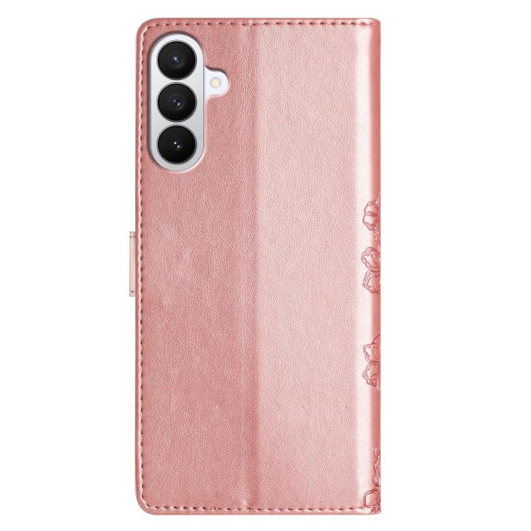 For Samsung Galaxy S26 5G Cherry Blossom Butterfly Skin Feel Embossed PU Phone Case