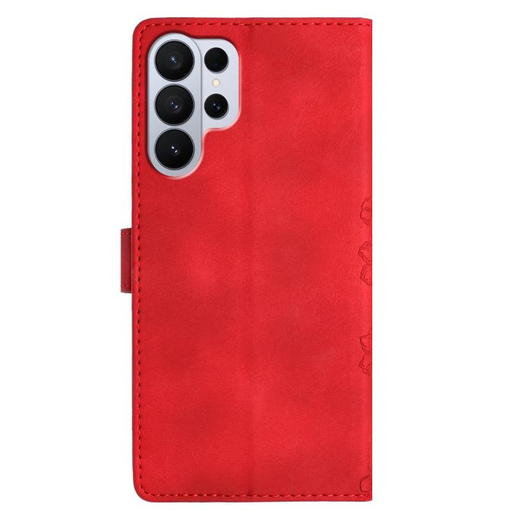 For Samsung Galaxy S26 Ultra 5G Cherry Blossom Butterfly Skin Feel Embossed PU Phone Case