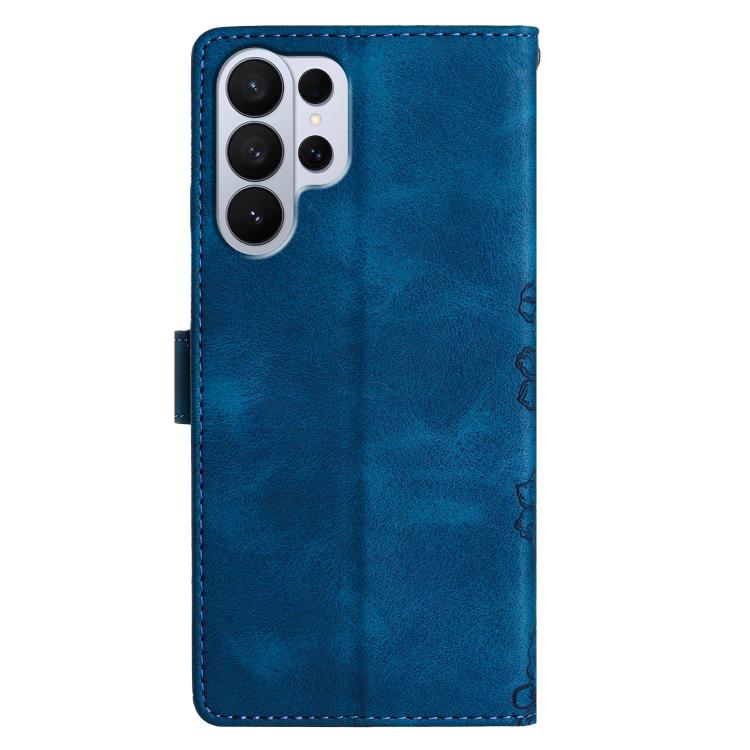 For Samsung Galaxy S26 Ultra 5G Cherry Blossom Butterfly Skin Feel Embossed PU Phone Case