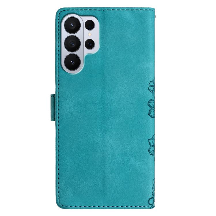 For Samsung Galaxy S26 Ultra 5G Cherry Blossom Butterfly Skin Feel Embossed PU Phone Case