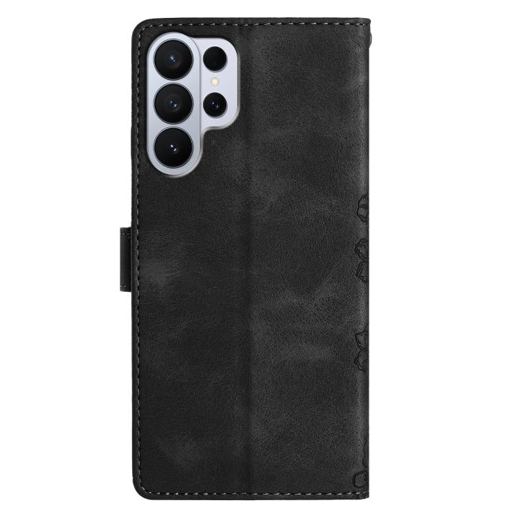 For Samsung Galaxy S26 Ultra 5G Cherry Blossom Butterfly Skin Feel Embossed PU Phone Case