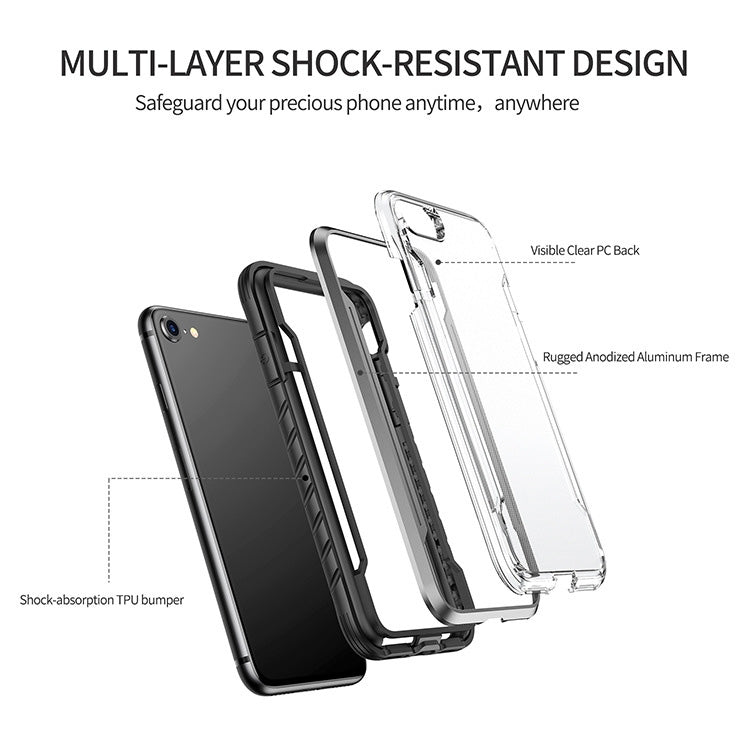 For iPhone SE 2022 / SE 2020 / 8 / 7 Blade Metal Clear PC + TPU Shocproof Protective Case