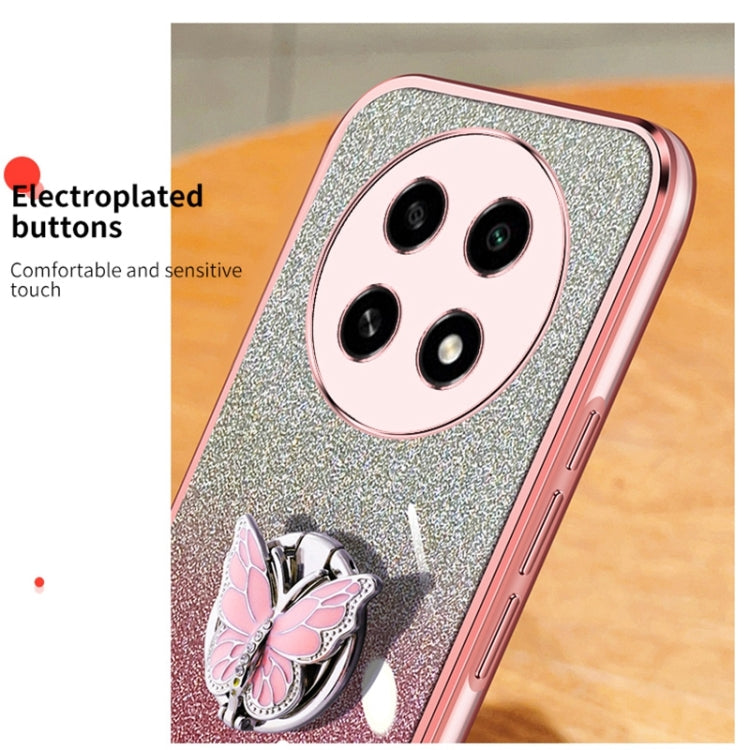 For OPPO A2 Pro Plated Gradient Glitter Butterfly Holder TPU Phone Case